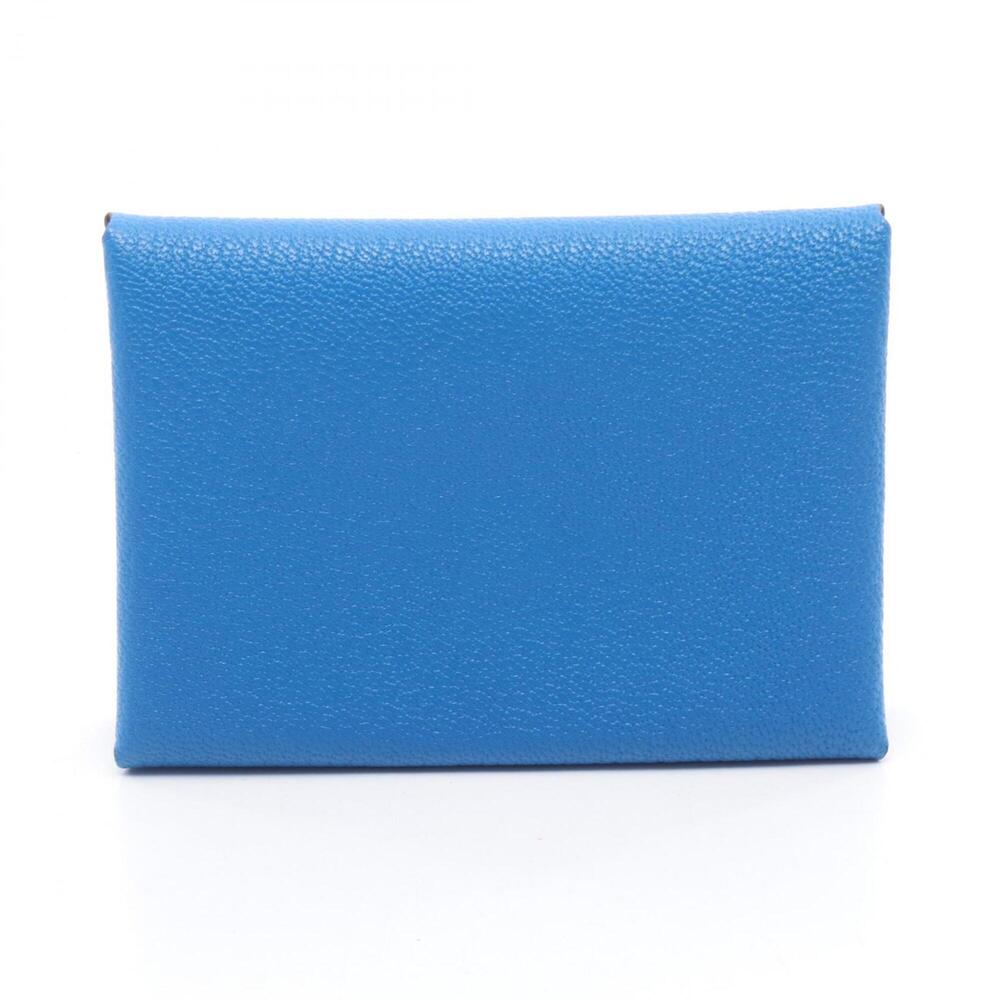 Hermes Calvi Duo Wallet/Coin Purse, Leather, Chevre Women's, Blue, 082977CK